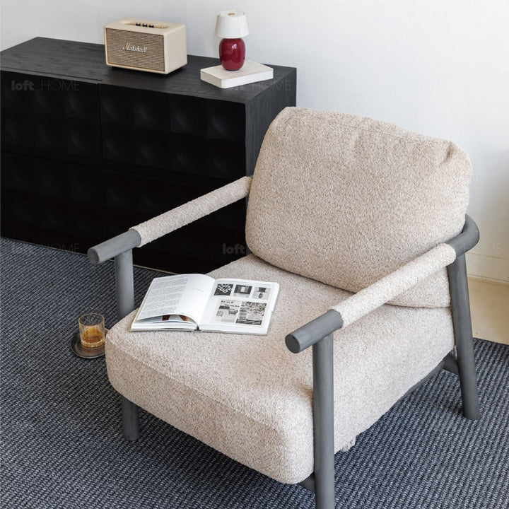 Scandinavian chenille velvet fabric 1 seater sofa sence detail 3.