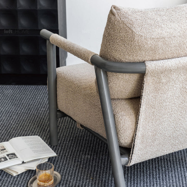Scandinavian chenille velvet fabric 1 seater sofa sence detail 5.