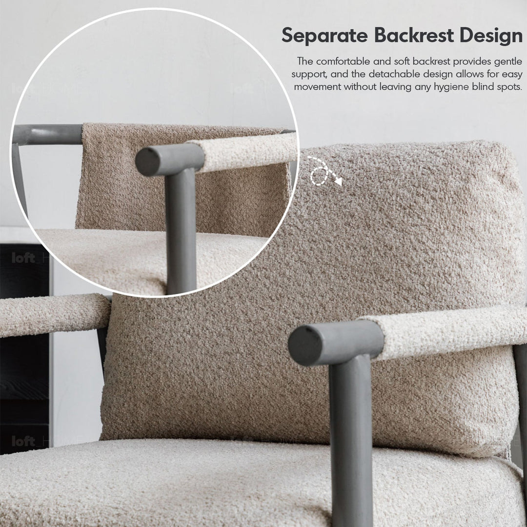 Scandinavian chenille velvet fabric 1 seater sofa sence with context.