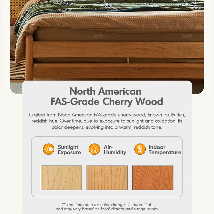 Scandinavian cherry wood bed harp material variants.