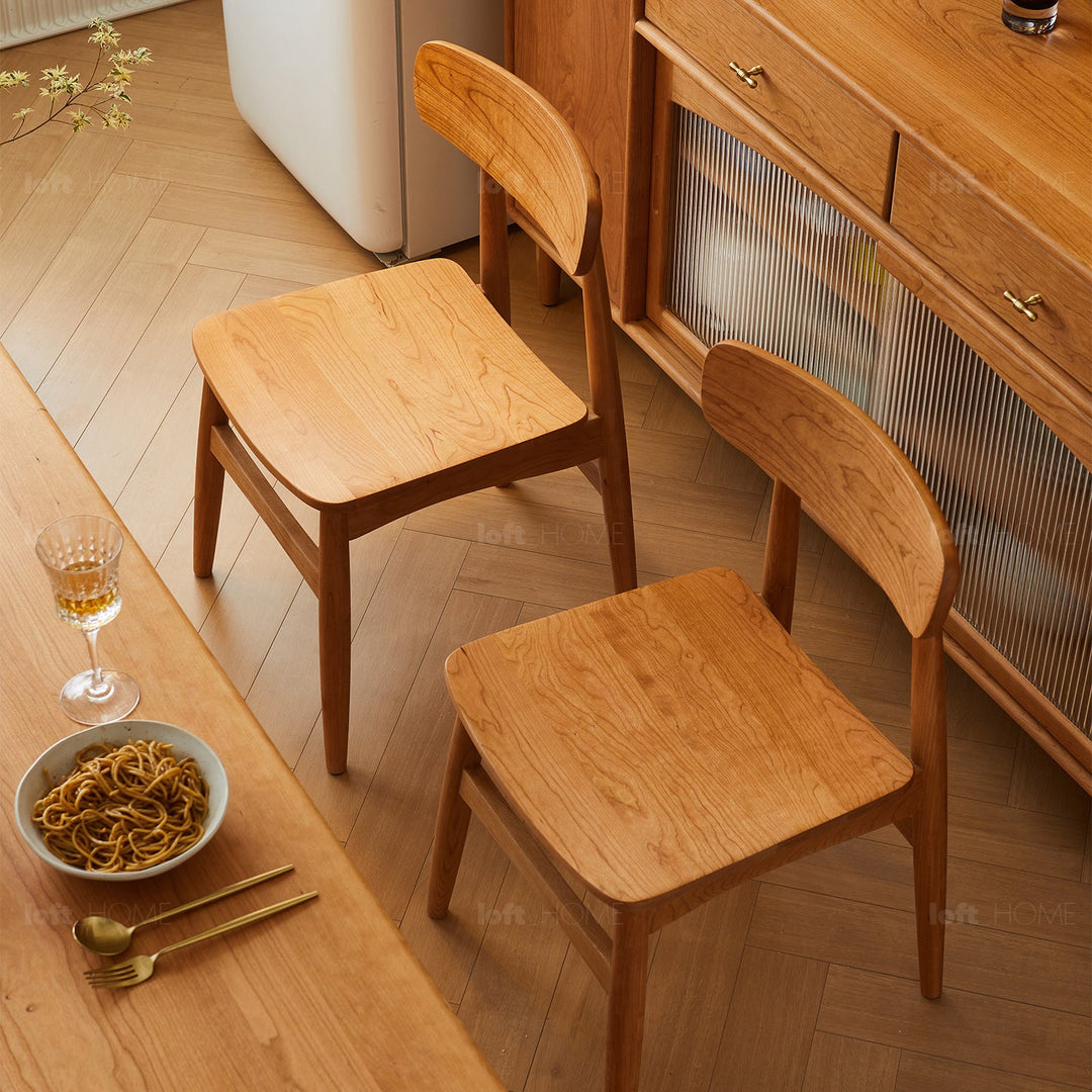 Scandinavian cherry wood dining chair buddy detail 2.