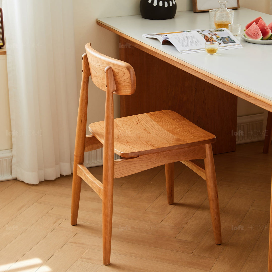 Scandinavian cherry wood dining chair buddy detail 6.