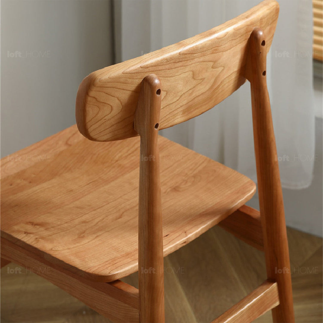 Scandinavian cherry wood dining chair buddy detail 7.