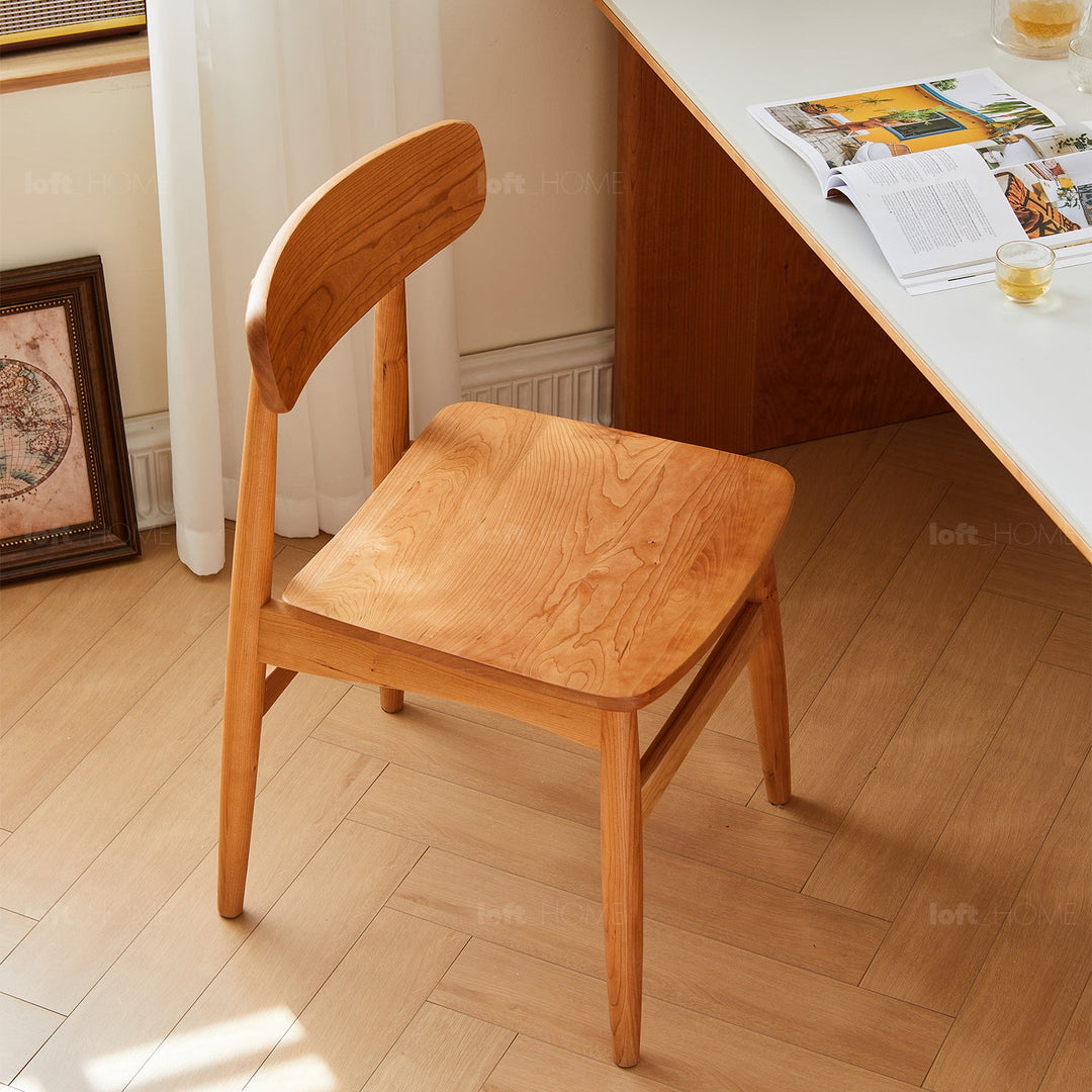 Scandinavian cherry wood dining chair buddy detail 9.