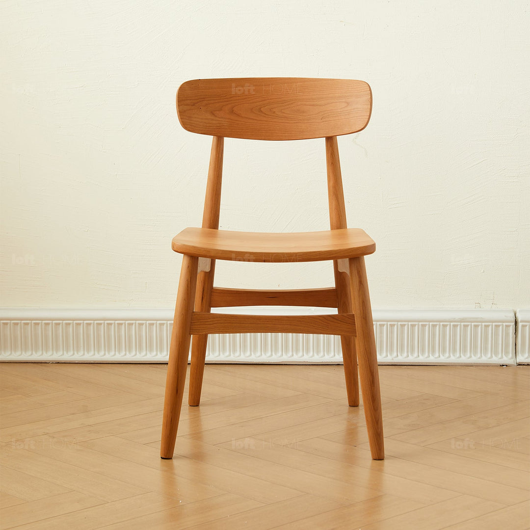 Scandinavian cherry wood dining chair buddy detail 12.