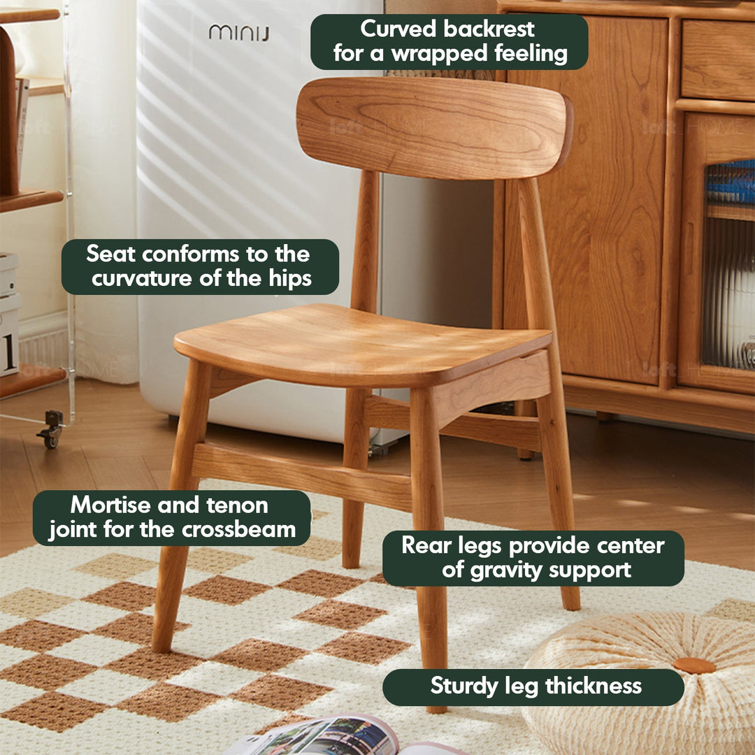 Scandinavian cherry wood dining chair buddy in real life style.