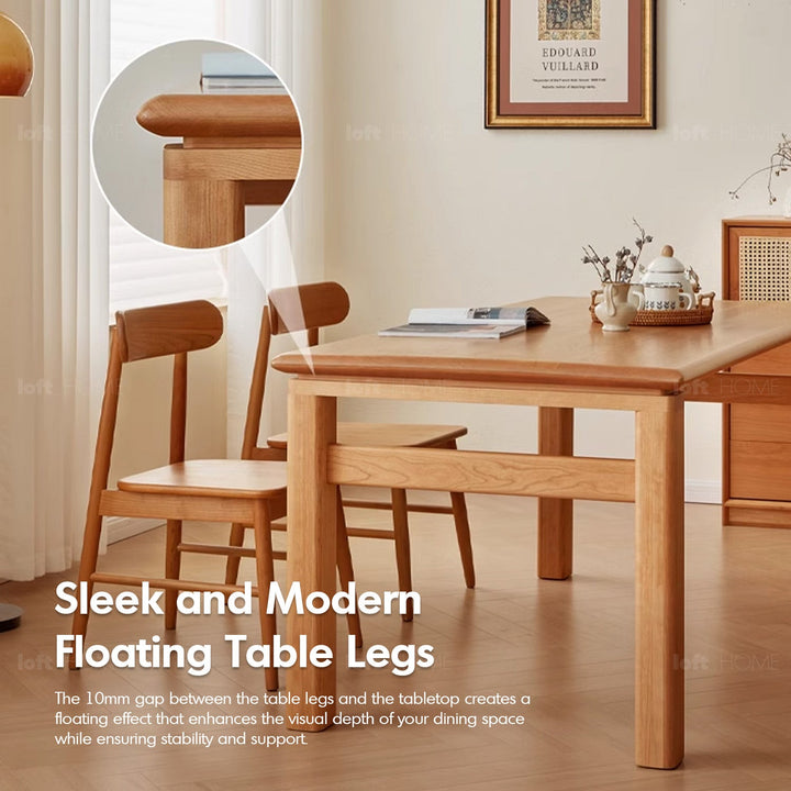 Scandinavian cherry wood dining table elate situational feels.