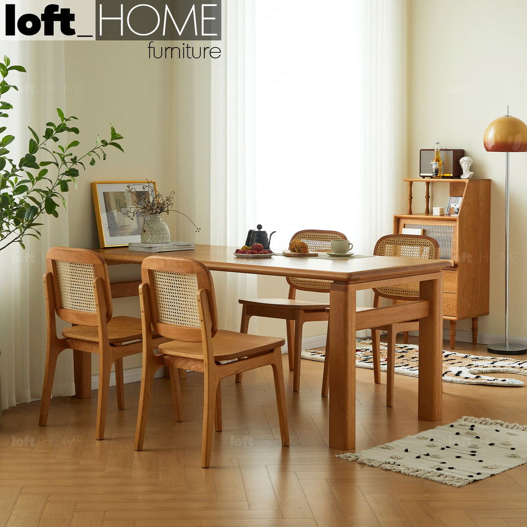 Scandinavian cherry wood dining table elate primary product view.