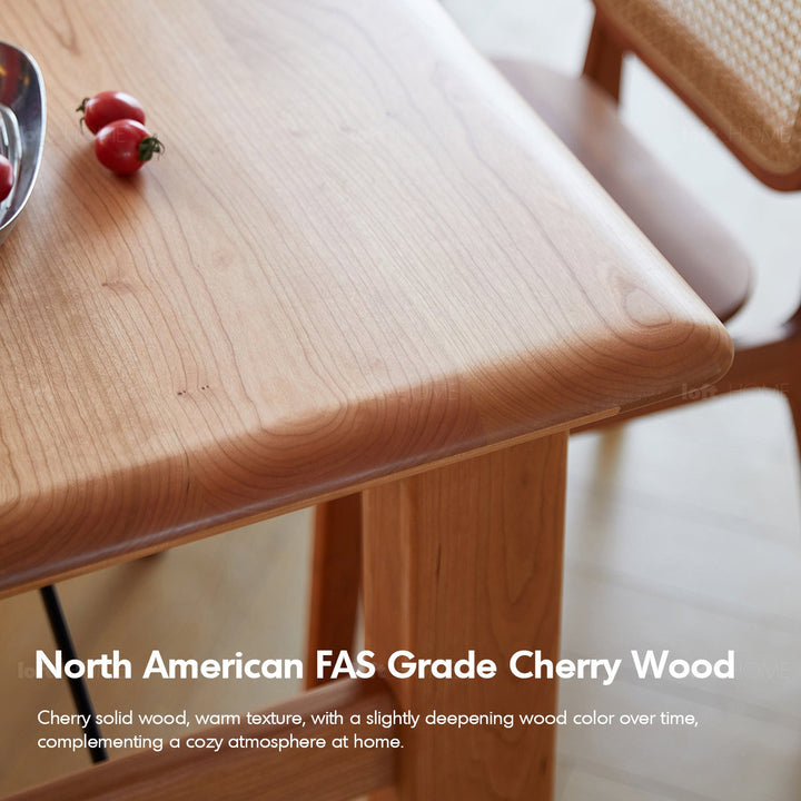 Scandinavian cherry wood dining table haven layered structure.