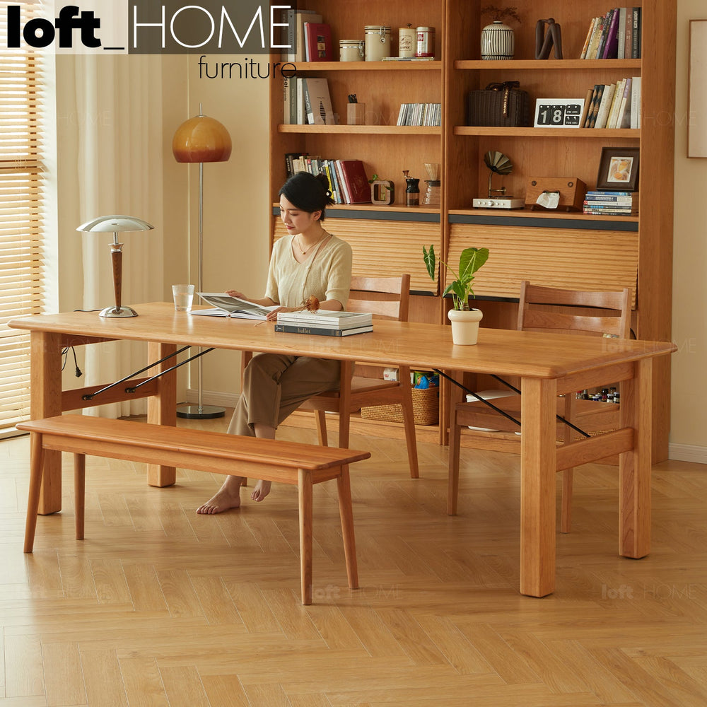 Scandinavian cherry wood dining table haven primary product view.