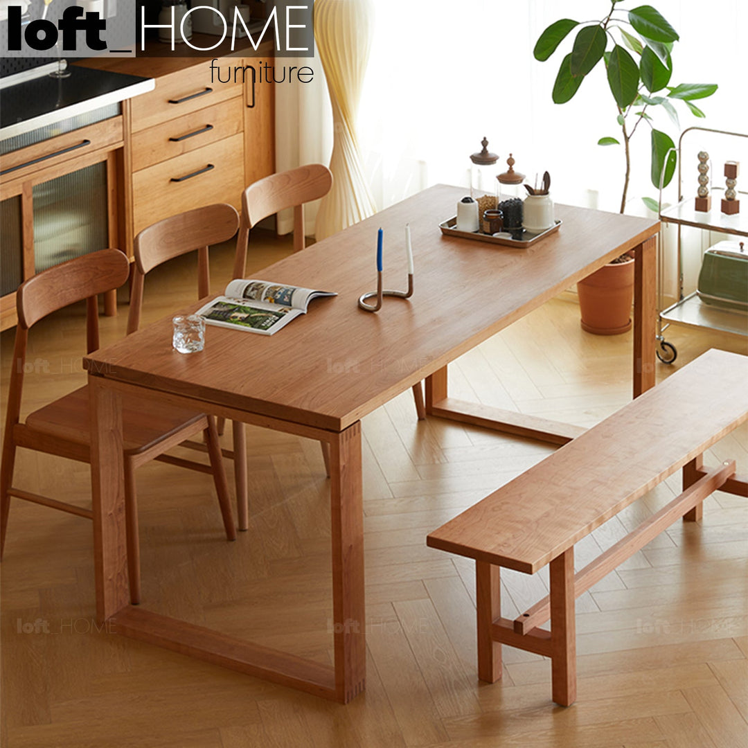 Scandinavian cherry wood dining table kudo primary product view.