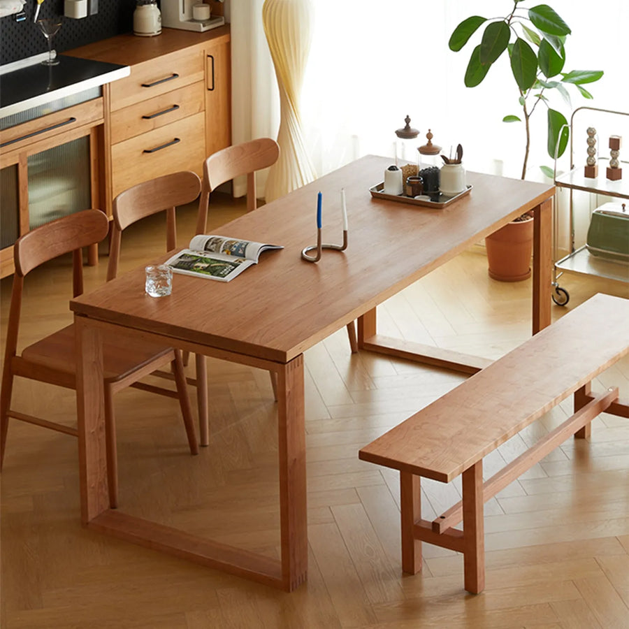 Scandinavian cherry wood dining table kudo primary product view.