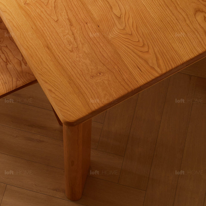 Scandinavian cherry wood dining table rhino material variants.