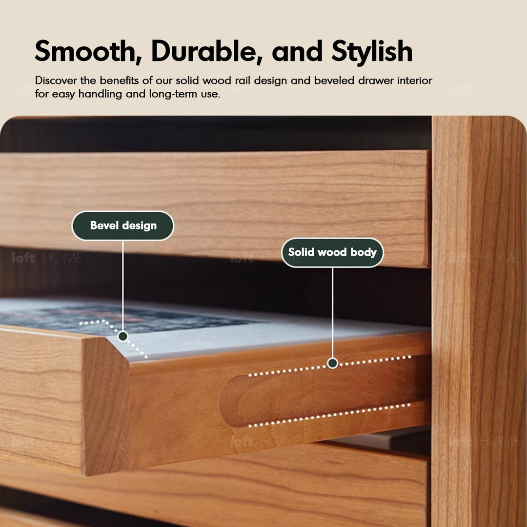 Scandinavian cherry wood drawer cabinet soul detail 6.
