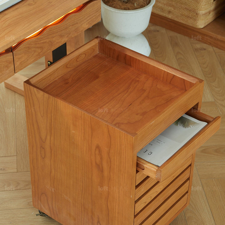 Scandinavian cherry wood drawer cabinet soul detail 12.