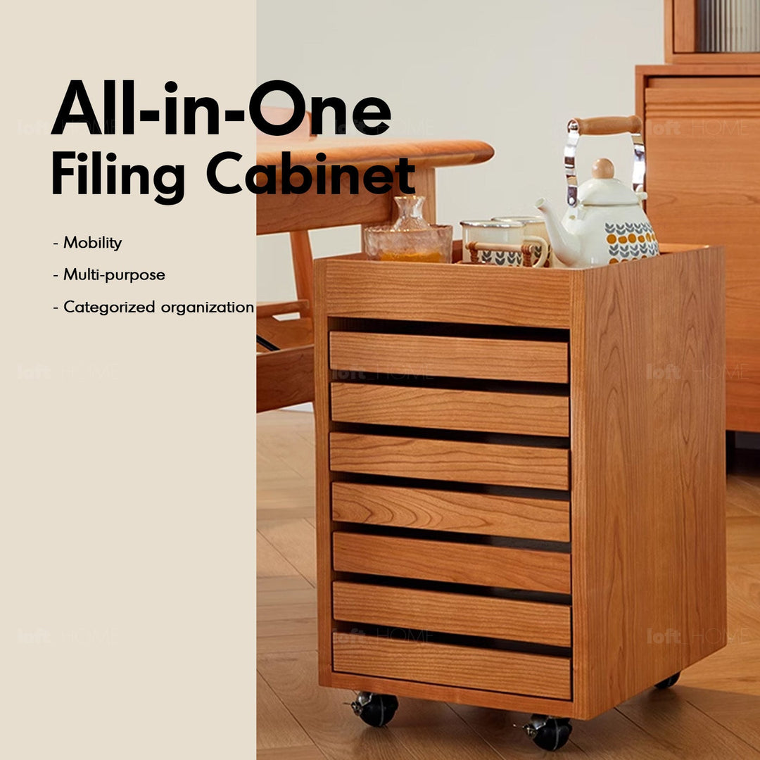 Scandinavian cherry wood drawer cabinet soul material variants.