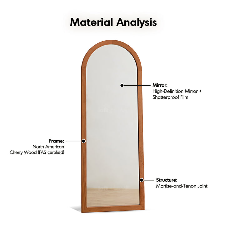 Scandinavian cherry wood wall hanging dressing mirror spacetime layered structure.