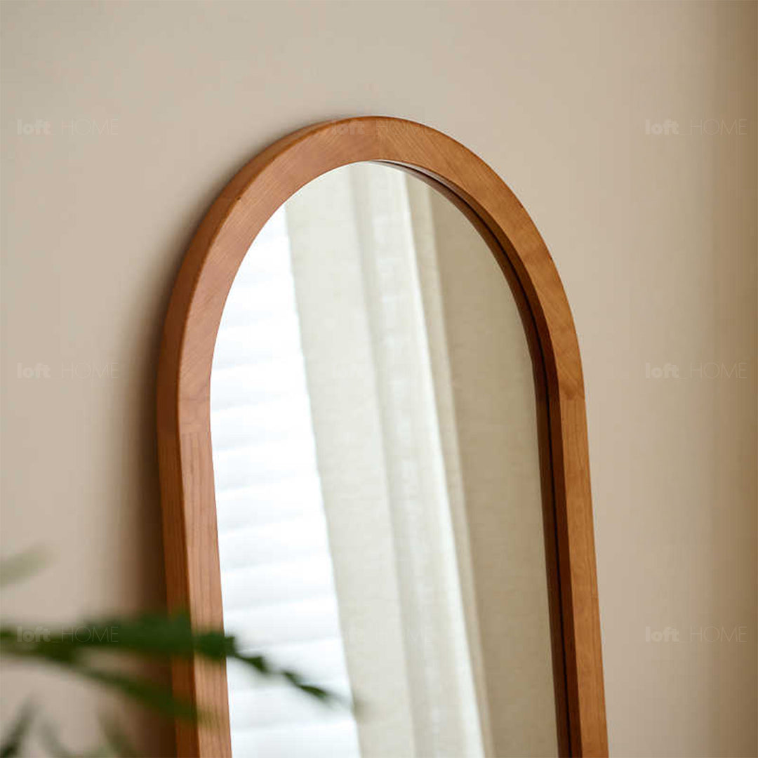 Scandinavian cherry wood wall hanging dressing mirror spacetime in real life style.