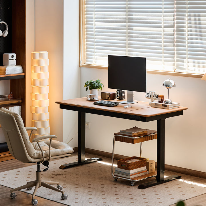 Scandinavian cherry wood electric height adjustable study table kazama detail 7.