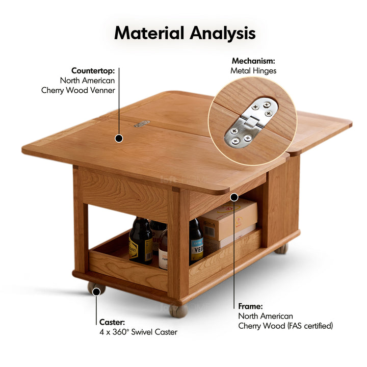 Scandinavian cherry wood extendable coffee table whisroll detail 1.