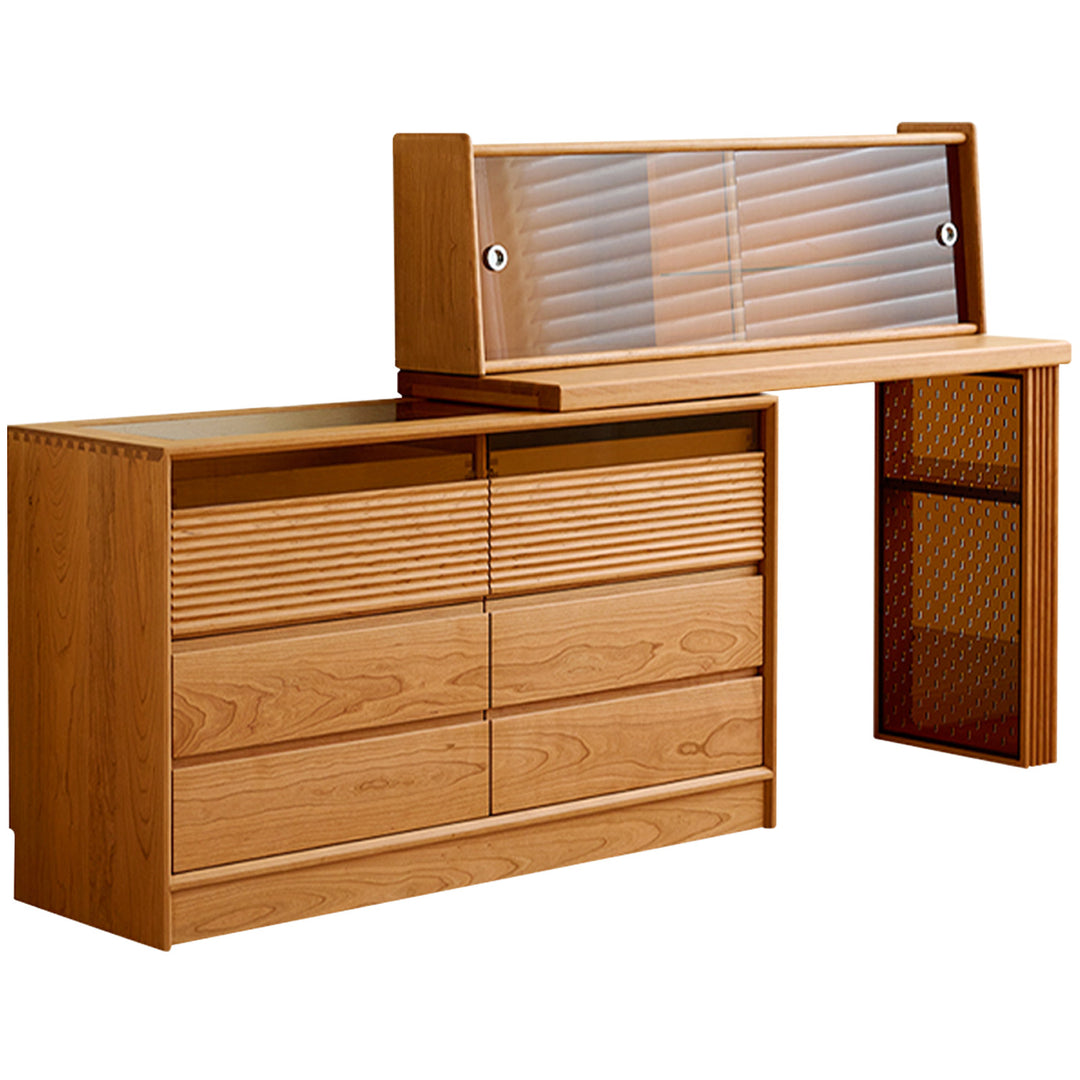 Scandinavian cherry wood extendable dressing table blend detail 35.