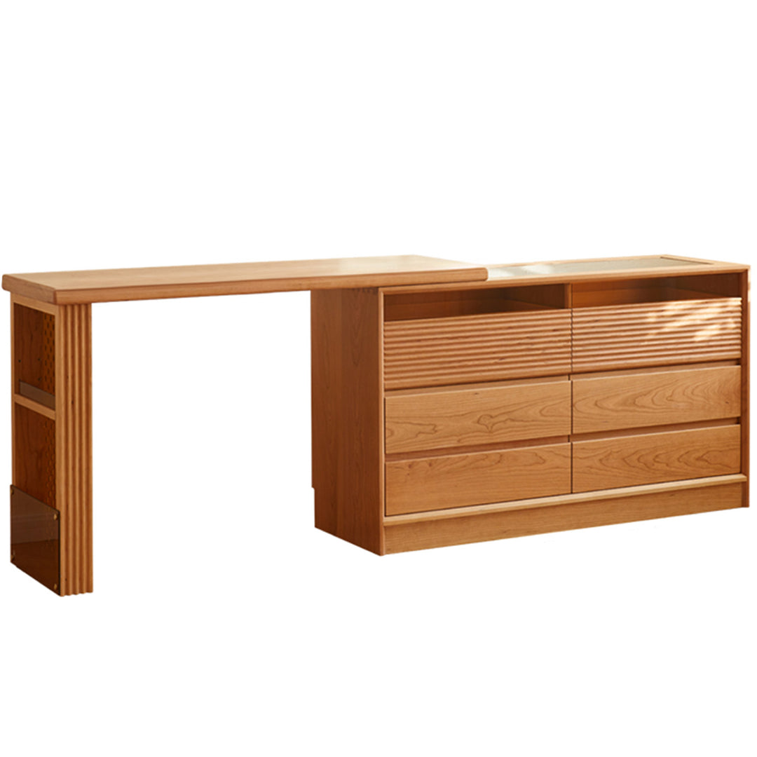 Scandinavian cherry wood extendable dressing table blend detail 36.