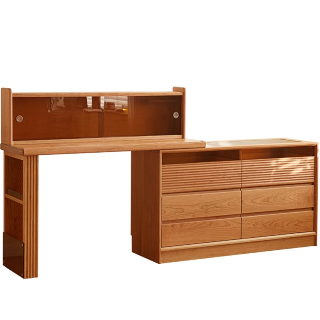 Scandinavian cherry wood extendable dressing table blend detail 38.