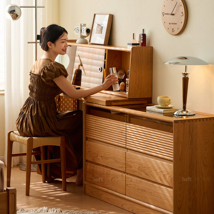 Scandinavian cherry wood extendable dressing table blend detail 33.