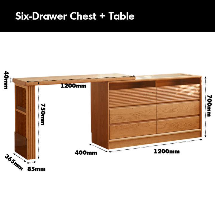 Scandinavian cherry wood extendable dressing table blend material variants.
