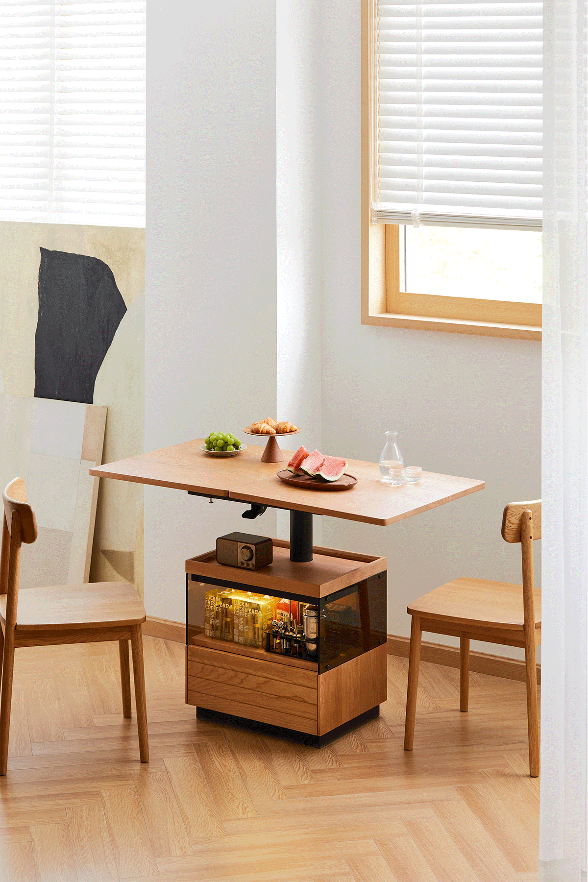 Scandinavian Cherry Wood Extendable Height Adjustable Coffee Table MIR ...