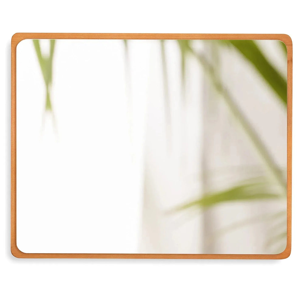 Scandinavian cherry wood frame dressing mirror tenno in white background.