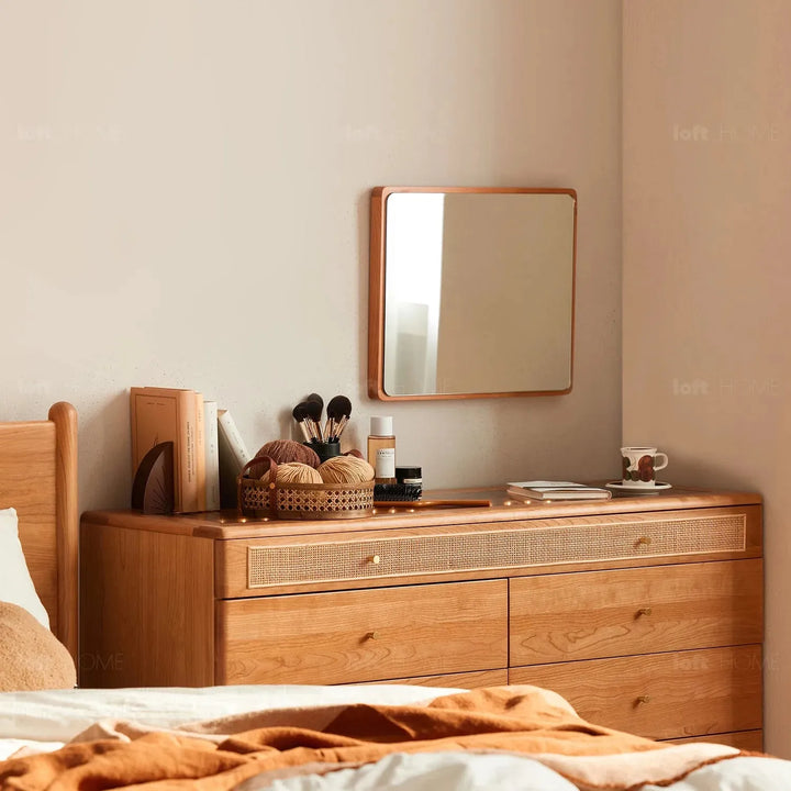 Scandinavian cherry wood frame dressing mirror tenno conceptual design.