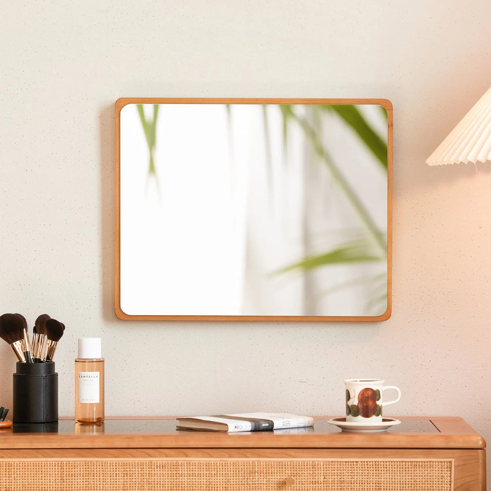 Scandinavian cherry wood frame dressing mirror tenno primary product view.