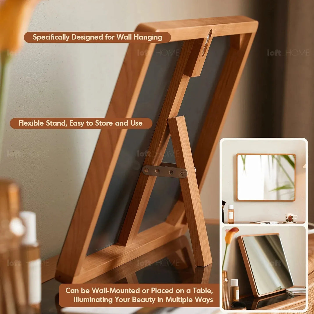 Scandinavian cherry wood frame dressing mirror tenno material variants.