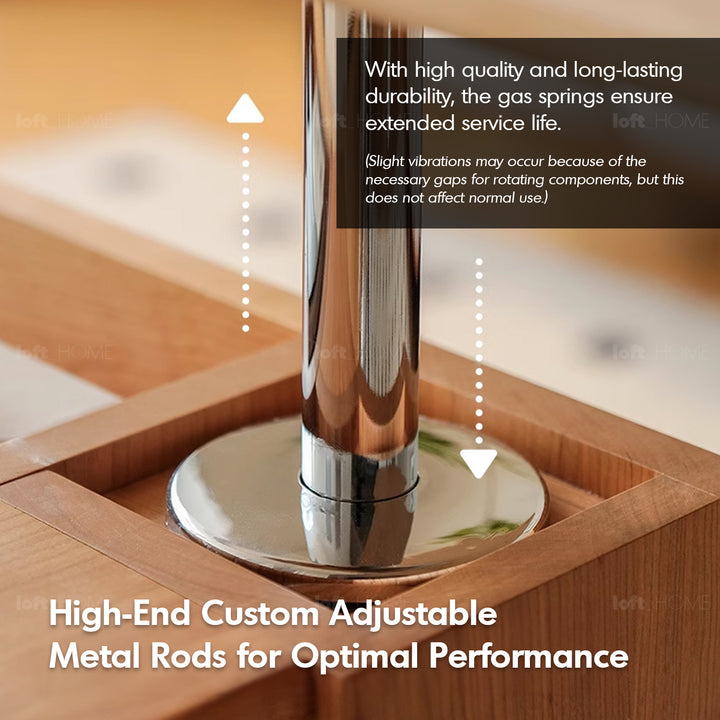 Scandinavian cherry wood height adjustable coffee table loco detail 6.