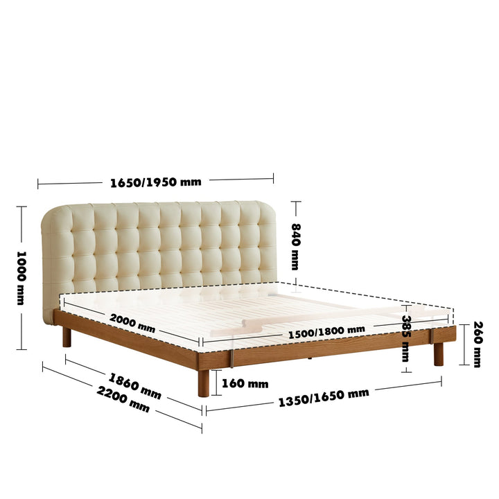 Scandinavian cherry wood leather bed skyline size charts.