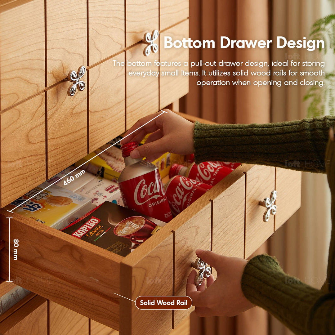 Scandinavian cherry wood modular drawer cabinet ono detail 2.