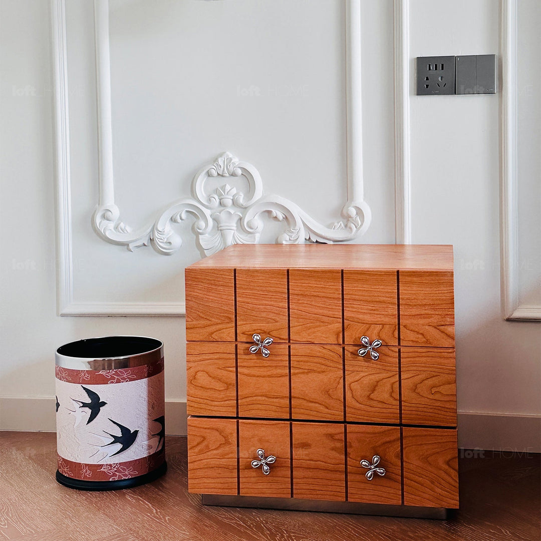 Scandinavian cherry wood modular drawer cabinet ono detail 4.