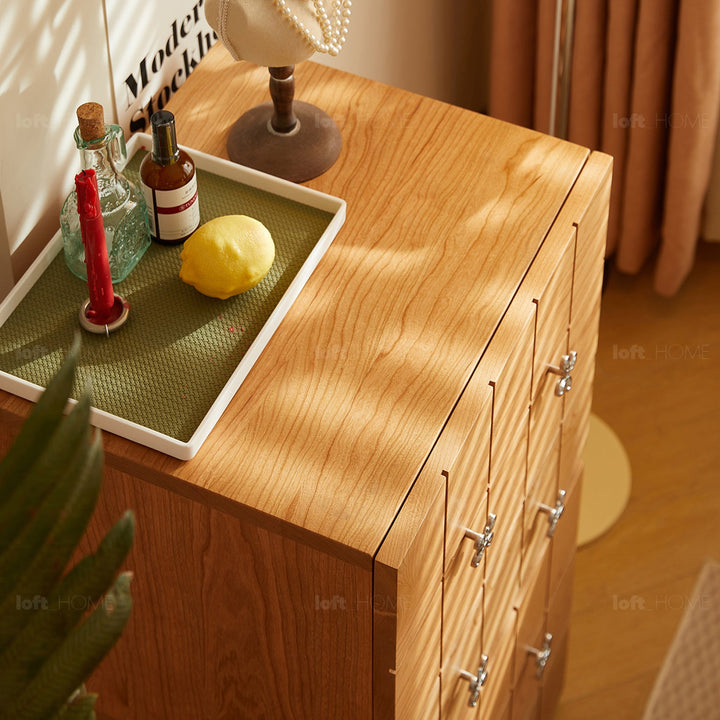 Scandinavian cherry wood modular drawer cabinet ono detail 6.