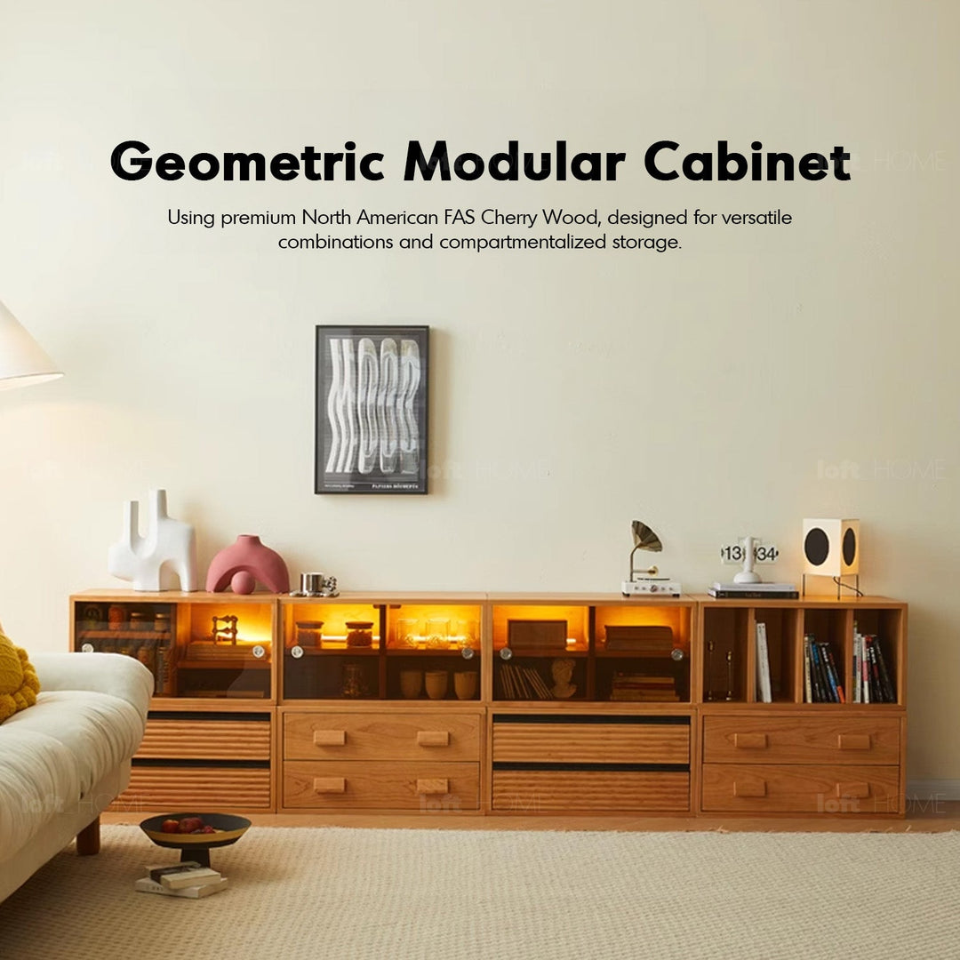 Scandinavian cherry wood modular drawer cabinet vers conceptual design.