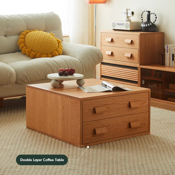 Scandinavian cherry wood modular drawer cabinet vers detail 11.