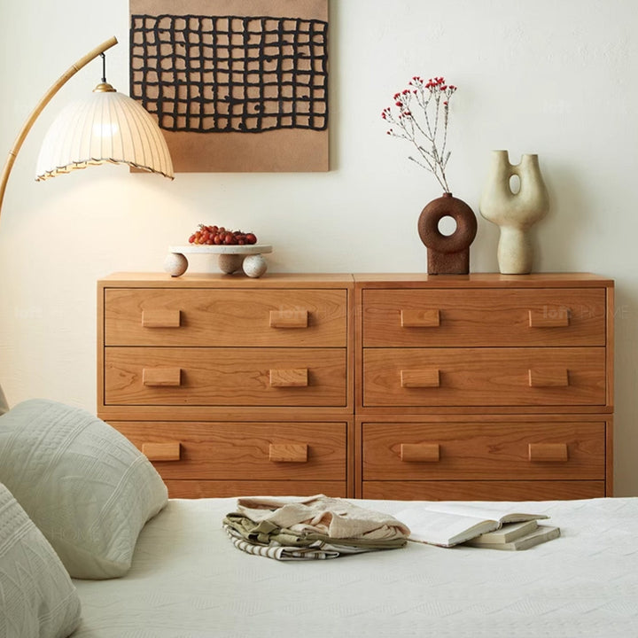 Scandinavian cherry wood modular drawer cabinet vers detail 29.