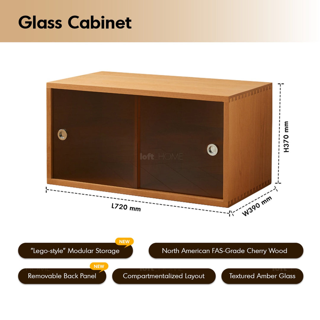Scandinavian cherry wood modular drawer cabinet vers material variants.