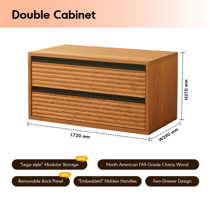 Scandinavian cherry wood modular drawer cabinet vers in real life style.