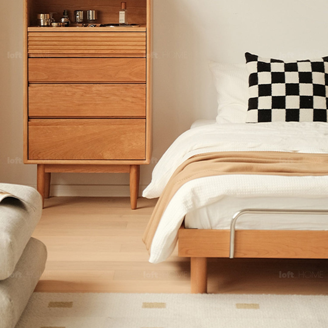 Scandinavian cherry wood platform bed tatami detail 10.