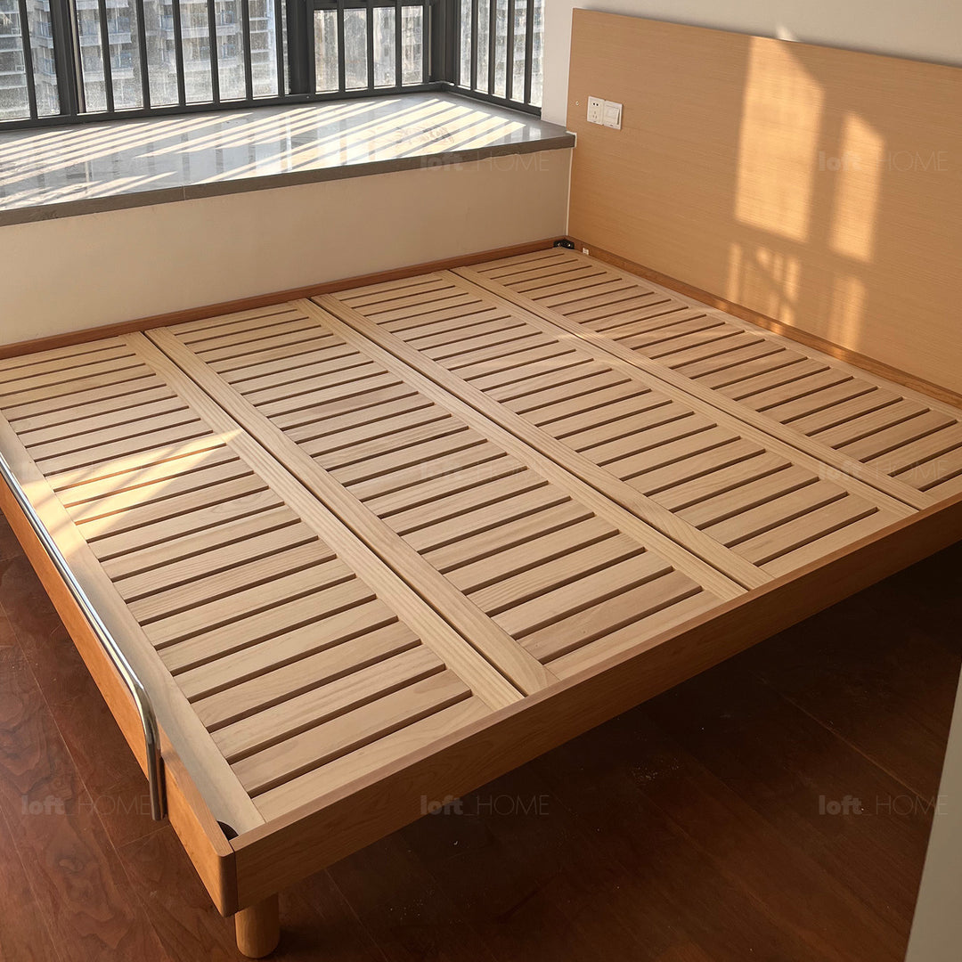 Scandinavian Cherry Wood Platform Bed TATAMI