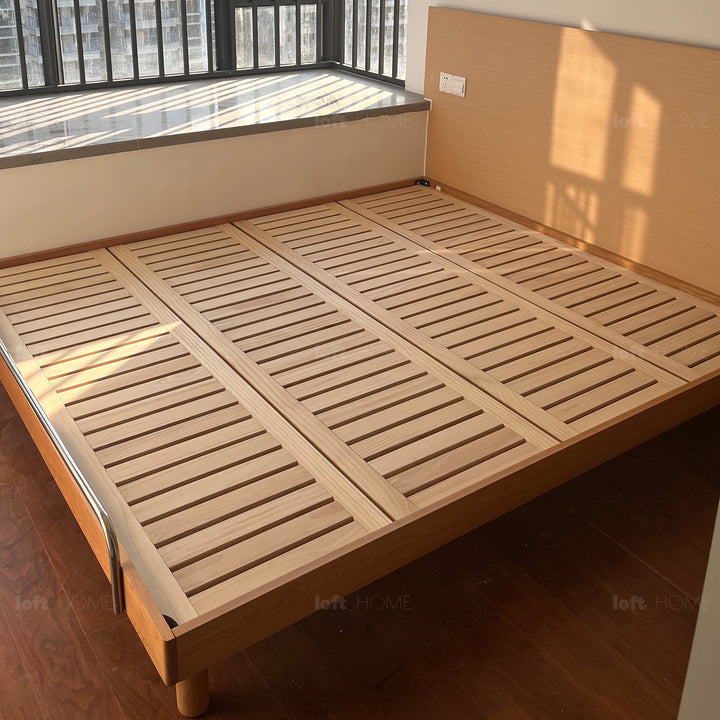 Scandinavian Cherry Wood Platform Bed TATAMI