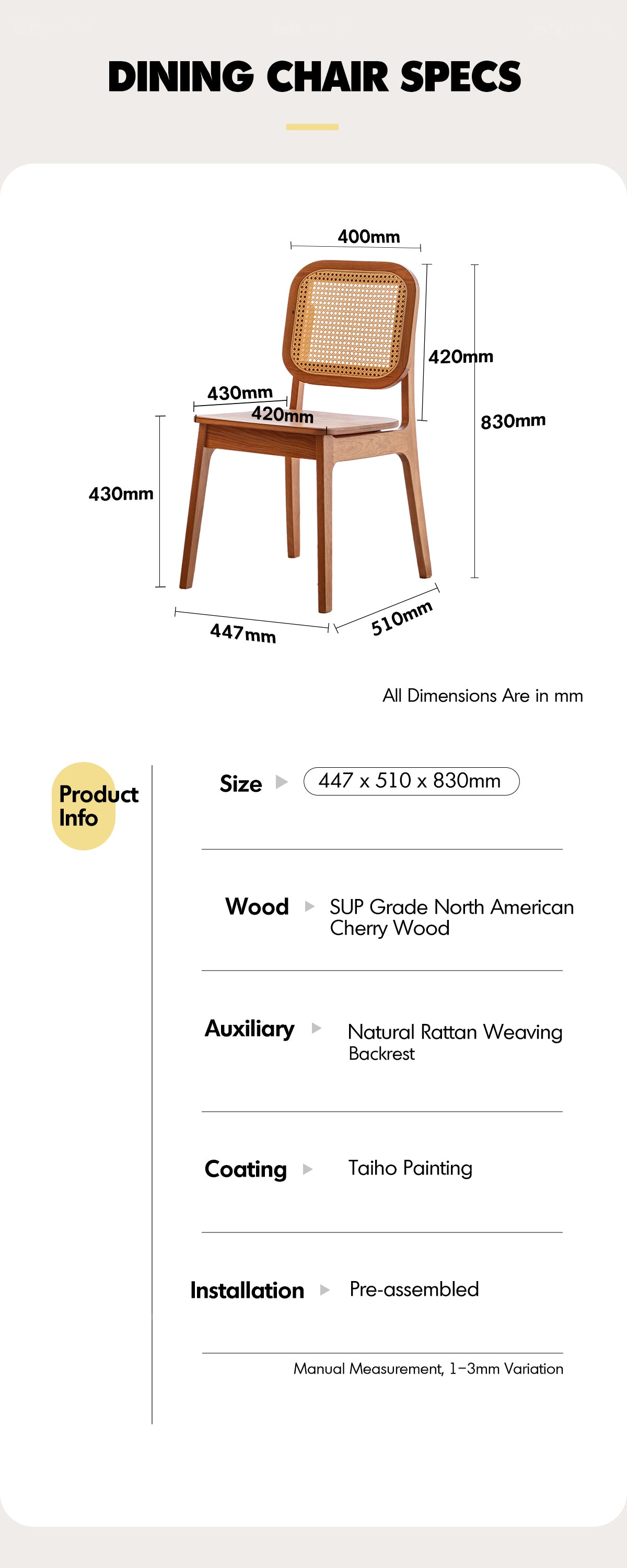 Scandinavian Cherry Wood Rattan Dining Chair NOOK Good to Know - 3