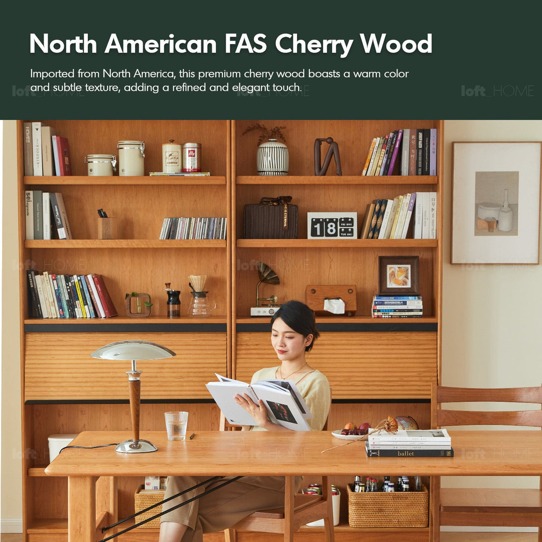 Scandinavian cherry wood shelf bookshelf vers detail 2.