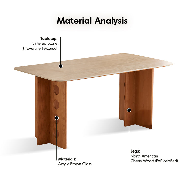 Scandinavian cherry wood sintered stone dining table timeless detail 1.